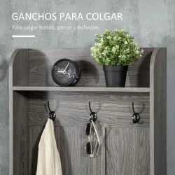 Perchero con Zapatero Perchero Entrada Recibidor con 3 Ganchos 2 Puertas 2 Compartimientos y Estante 60x34x170 c... - Ogal.Es