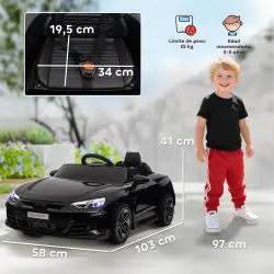 Coche Eléctrico para Niños de +3 Años AUDI RS e-tron GT Coche de Batería con Mando a Distancia 103x58x41 cm Negro - Ogal.Es