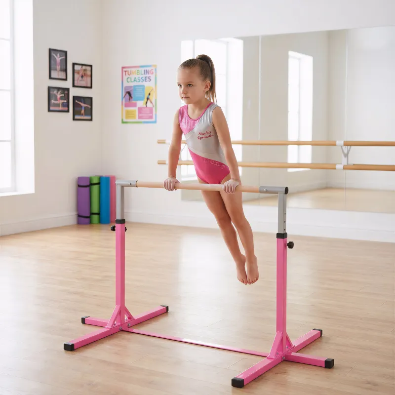Barra de Gimnasia para Niños de +3 Años Barra de Entrenamiento Altura Ajustable 92-150 cm Carga 75 kg 194x121x15... - Ogal.Es