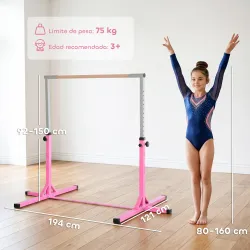 Barra de Gimnasia para Niños de +3 Años Barra de Entrenamiento Altura Ajustable 92-150 cm Carga 75 kg 194x121x15... - Ogal.Es