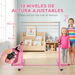 Barra de Gimnasia para Niños de +3 Años Barra de Entrenamiento Altura Ajustable 92-150 cm Carga 75 kg 194x121x15... - Ogal.Es
