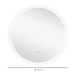 Espejo de Baño Redondo con Luces LED 70x70cm Espejo Antivaho 3 Luces de Colores Función de Memoria Interruptor T... - Ogal.Es
