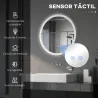 Espejo de Baño Redondo con Luces LED 70x70cm Espejo Antivaho 3 Luces de Colores Función de Memoria Interruptor T... - Ogal.Es