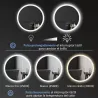 Espejo de Baño Redondo con Luces LED 70x70cm Espejo Antivaho 3 Luces de Colores Función de Memoria Interruptor T... - Ogal.Es