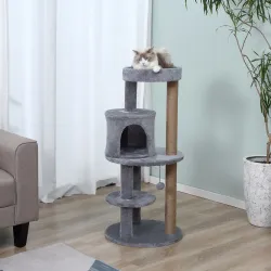 Árbol Rascador para Gatos de 104 cm Rascador para Gatos con Plataformas Refugio Postes de Sisal y Bola 48x48x104... - Ogal.Es