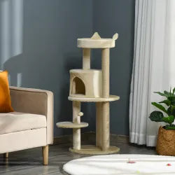 Árbol Rascador para Gatos de 104 cm Rascador para Gatos con Plataformas Refugio Postes de Sisal y Bola 48x48x104... - Ogal.Es