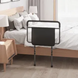 Barandilla de Cama Adulto Asidero para la Cama con Altura Ajustable Bolsillo de Almacenamiento 71x61x86-104 cm Gris - Ogal.Es