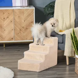 Escalera para Mascotas de 4 Peldaños 2 en 1 con Funda Extraíble y Lavable Escalera Rascadora de Perros 60x35x44 ... - Ogal.Es