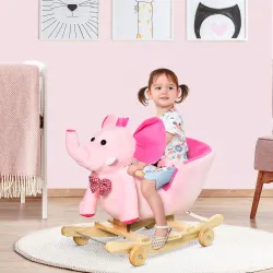 Caballito Balancín con Ruedas Forma de Elefante Caballo Balancín para Bebés de +18 Meses con Músicas 60x35x45 cm... - Ogal.Es