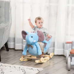 Caballito Balancín con Ruedas Forma de Elefante Caballo Balancín para Bebés de +18 Meses con Músicas 60x35x45 cm... - Ogal.Es