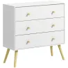 Cómoda con 3 Cajones Cajonera de Dormitorio con Patas de Madera de Pino para Salón Oficina Habitación 80x30x80 c... - Ogal.Es