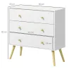 Cómoda con 3 Cajones Cajonera de Dormitorio con Patas de Madera de Pino para Salón Oficina Habitación 80x30x80 c... - Ogal.Es