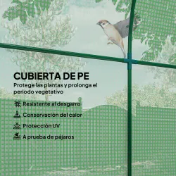 Invernadero de Jardín 180x180x200 cm Invernadero de Túnel Pequeño con Puerta Enrollable y Ventana de Malla Verde - Ogal.Es