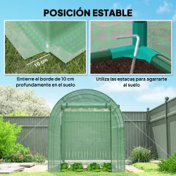 Invernadero de Jardín 180x180x200 cm Invernadero de Túnel Pequeño con Puerta Enrollable y Ventana de Malla Verde - Ogal.Es