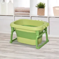Bañera Plegable para Bebé Bañera Portátil para Niños con Patas Antideslizantes 75,3x55,4x43 cm Verde - Ogal.Es