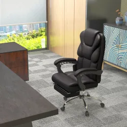 Silla de Oficina con 6 Puntos de Masaje Silla de Escritorio Reclinable de PU con Control Remoto 63x57x118-126 cm... - Ogal.Es