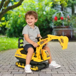 Excavadora sin Pedales con Brazo Móvil Correpasillos con Asiento de Almacenaje 78x24x58,5 cm Amarillo - Ogal.Es