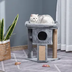 Árbol Rascador para Gatos Pequeños de 57 cm con Poste de Yute Rampa para Rascar Cama y Bola Colgante 40x40x57 cm... - Ogal.Es