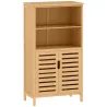 Mueble Auxiliar de Baño de Bambú Mueble de Baño con 2 Puertas 2 Estantes Abiertos y Patas Elevadas 50x29x92 cm N... - Ogal.Es