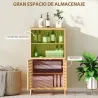 Mueble Auxiliar de Baño de Bambú Mueble de Baño con 2 Puertas 2 Estantes Abiertos y Patas Elevadas 50x29x92 cm N... - Ogal.Es
