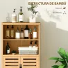 Mueble Auxiliar de Baño de Bambú Mueble de Baño con 2 Puertas 2 Estantes Abiertos y Patas Elevadas 50x29x92 cm N... - Ogal.Es