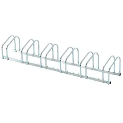 Aparcamiento para 6 Bicicletas Soporte de Acero para Aparcar Bicicletas en el Suelo o Pared 179x33x27 cm Plata - Ogal.Es