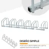 Aparcamiento para 6 Bicicletas Soporte de Acero para Aparcar Bicicletas en el Suelo o Pared 179x33x27 cm Plata - Ogal.Es