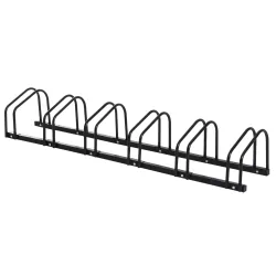 Aparcamiento para 6 Bicicletas Soporte de Acero para Aparcar Bicicletas en el Suelo o Pared 179x33x27 cm Negro - Ogal.Es