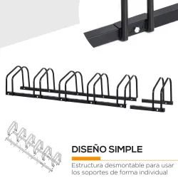 Aparcamiento para 6 Bicicletas Soporte de Acero para Aparcar Bicicletas en el Suelo o Pared 179x33x27 cm Negro - Ogal.Es