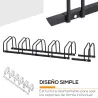 Aparcamiento para 6 Bicicletas Soporte de Acero para Aparcar Bicicletas en el Suelo o Pared 179x33x27 cm Negro - Ogal.Es
