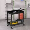 Carro de Herramientas de 2 Niveles Carro de Taller con Ruedas de Acero para Garaje Carga 150 kg 84,5x38x84 cm Negro - Ogal.Es