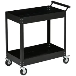Carro de Herramientas de 2 Niveles Carro de Taller con Ruedas de Acero para Garaje Carga 150 kg 84,5x38x84 cm Negro - Ogal.Es