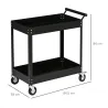 Carro de Herramientas de 2 Niveles Carro de Taller con Ruedas de Acero para Garaje Carga 150 kg 84,5x38x84 cm Negro - Ogal.Es