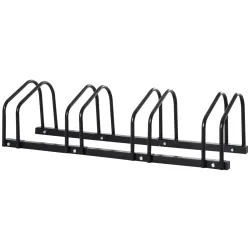 Aparcamiento para 4 Bicicletas Soporte de Acero para Aparcar Bicicletas en el Suelo o Pared 110x33x27 cm Negro - Ogal.Es