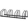 Aparcamiento para 4 Bicicletas Soporte de Acero para Aparcar Bicicletas en el Suelo o Pared 110x33x27 cm Negro - Ogal.Es