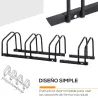 Aparcamiento para 4 Bicicletas Soporte de Acero para Aparcar Bicicletas en el Suelo o Pared 110x33x27 cm Negro - Ogal.Es