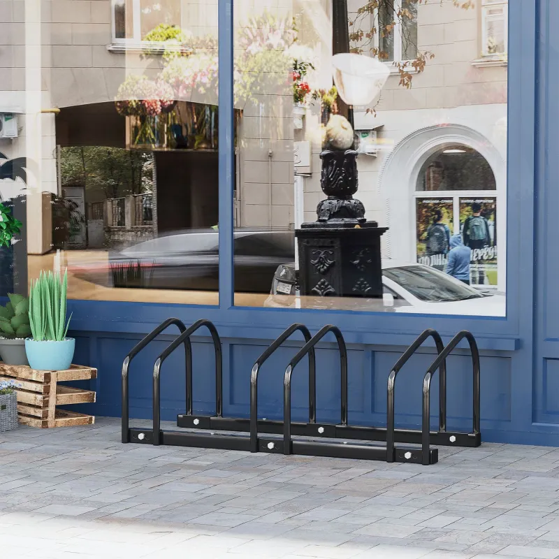 Aparcamiento para 3 Bicicletas Soporte de Acero para Aparcar Bicicletas en el Suelo o Pared 76x33x27 cm Negro - Ogal.Es