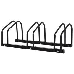 Aparcamiento para 3 Bicicletas Soporte de Acero para Aparcar Bicicletas en el Suelo o Pared 76x33x27 cm Negro - Ogal.Es