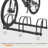 Aparcamiento para 3 Bicicletas Soporte de Acero para Aparcar Bicicletas en el Suelo o Pared 76x33x27 cm Negro - Ogal.Es