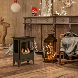 Chimenea de Etanol 7000BTU Chimenea de Bioetanol de Acero Tanque de 0,9 L Tiempo de Combustión 3H 39x26x54 cm Negro - Ogal.Es