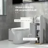 Armario de Baño con Soporte para el Papel Higiénico y Armario de 3 Compartimentos 20x20x80 cm Blanco - Ogal.Es
