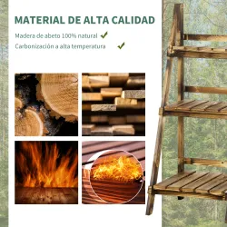 Soporte para Plantas de Madera de 3 Niveles Estantería para Plantas Plegable Soporte para Macetas 40x37x93 cm Na... - Ogal.Es