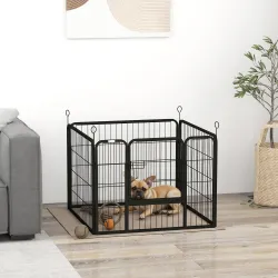 Parque para Perros de 4 Paneles Parque de Juegos Plegable para Mascotas para Exterior e Interior 82x82x60 cm Gris - Ogal.Es