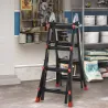 Escalera Telescópica de Aluminio 4 m Escalera Extensible Plegable con 8 Peldaños Ajustables y 2 Formas Carga 150 kg - Ogal.Es
