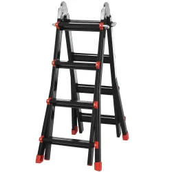 Escalera Telescópica de Aluminio 4 m Escalera Extensible Plegable con 8 Peldaños Ajustables y 2 Formas Carga 150 kg - Ogal.Es