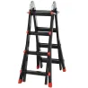 Escalera Telescópica de Aluminio 4 m Escalera Extensible Plegable con 8 Peldaños Ajustables y 2 Formas Carga 150 kg - Ogal.Es