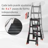 Escalera Telescópica de Aluminio 4 m Escalera Extensible Plegable con 8 Peldaños Ajustables y 2 Formas Carga 150 kg - Ogal.Es