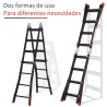 Escalera Telescópica de Aluminio 4 m Escalera Extensible Plegable con 8 Peldaños Ajustables y 2 Formas Carga 150 kg - Ogal.Es
