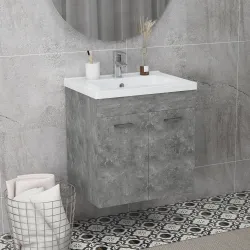 Mueble de Baño con Lavabo Cerámico Armario Bajo de Lavabo de Pared con 2 Puertas Estante Ajustable 60x45,5x60 cm... - Ogal.Es