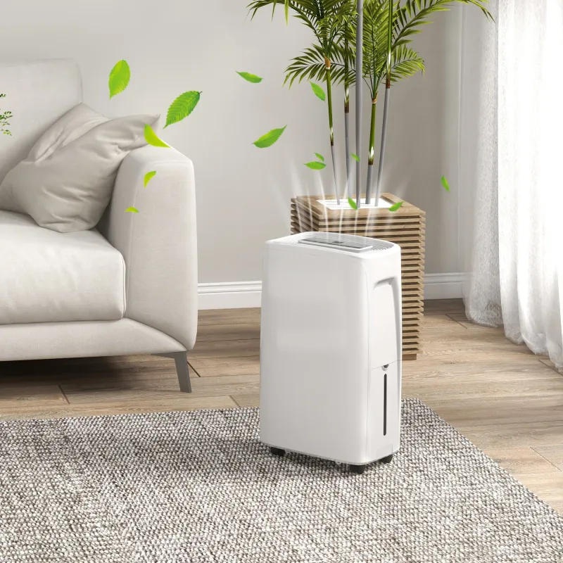 Deshumidificador Eléctrico 12L/Días Silencioso con 4 Modos 2 Velocidades 29x18x49 cm Blanco - Ogal.Es